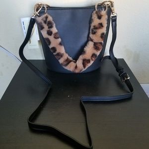 Black Cross Body with Cheetah Print Handle